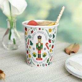 Vasos De Papel Cascanueces personalizado con monograma Feliz Navi