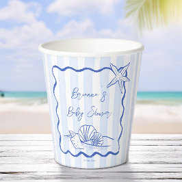 Vasos De Papel Cascos de mar ondulados borde rayas azules bebé du