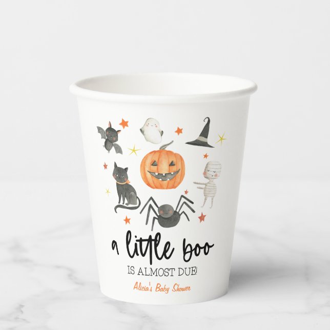 Vasos De Papel ¡Casi Se Debe Un Pequeño Boo! Halloween de Baby Sh (Anverso)