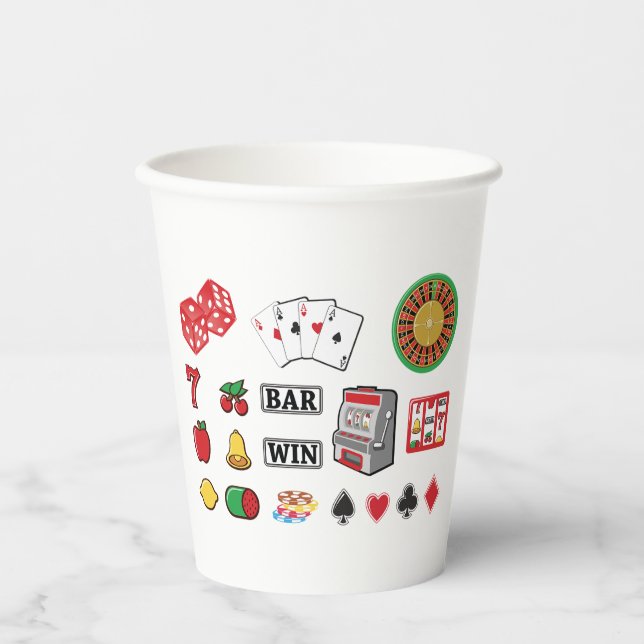 Vasos De Papel Casino Night Slot Machine Poker Lucky 7s (Anverso)