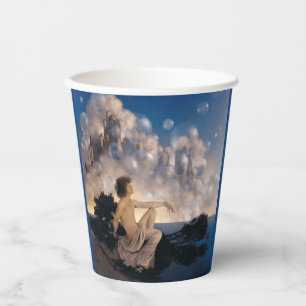 Vasos De Papel Castillos Aéreos de Maxfield Parrish 1904 Fantasía