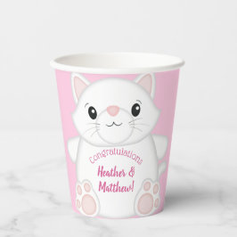 Vasos De Papel Cat Baby Shower Kitty Pink