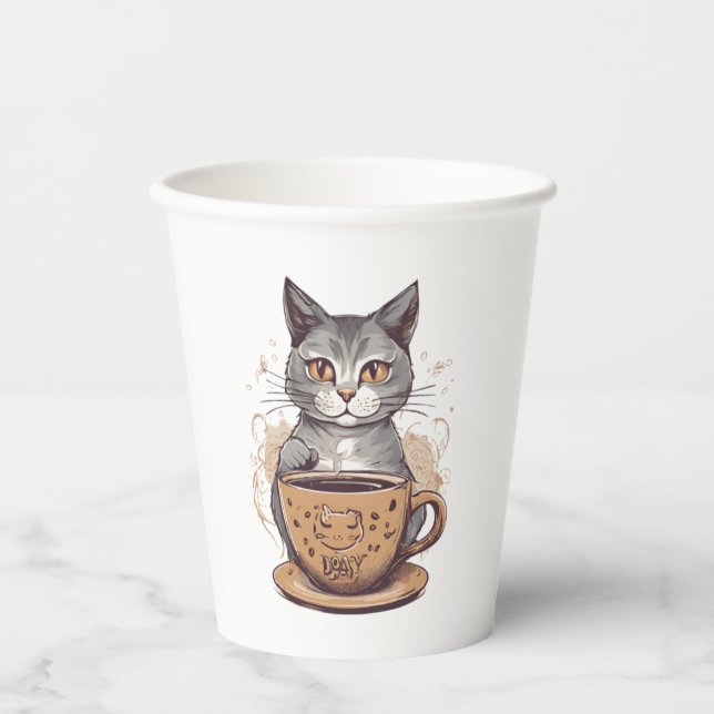 Vasos De Papel Cat Coffee (Anverso)