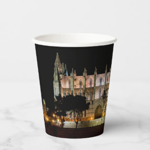 Vasos De Papel Catedral de Palma de Mallorca de noche - España
