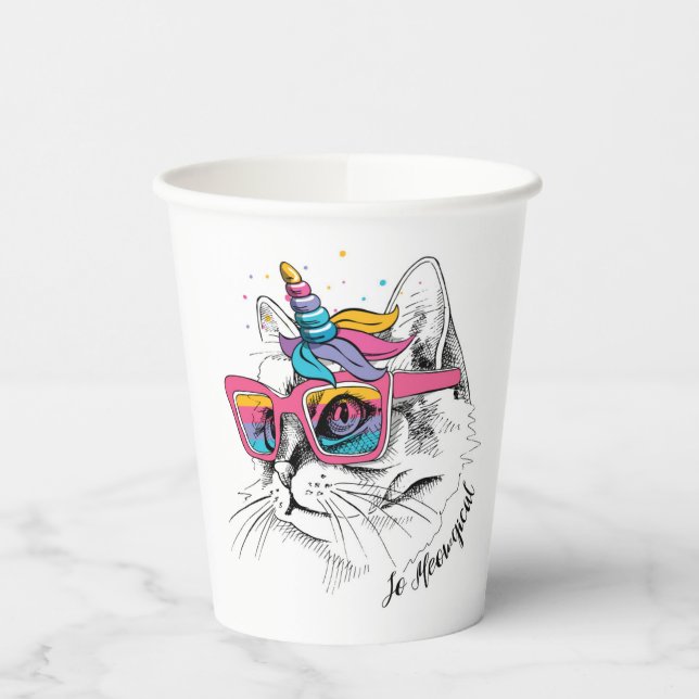 Vasos De Papel Caticorn | Tan Meowgical (Izquierda)