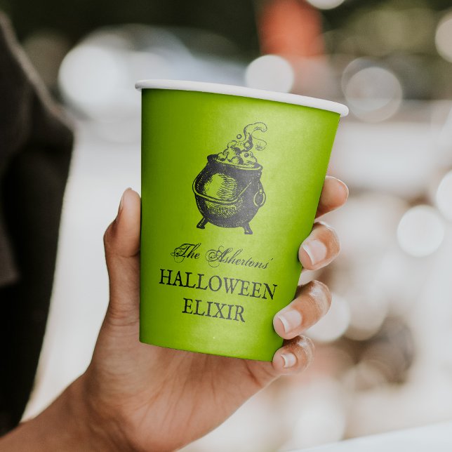 Vasos De Papel Cauldrón verde divertido de la fiesta de Halloween (Subido por el creador)