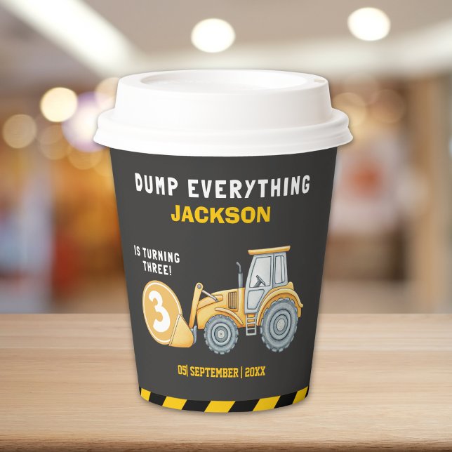 Vasos De Papel "Caution: Party Ahead! Construction Birthday 3 (Subido por el creador)