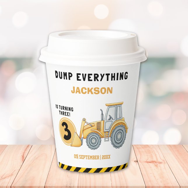 Vasos De Papel "Caution: Party Ahead! Construction Birthday 3 (Subido por el creador)