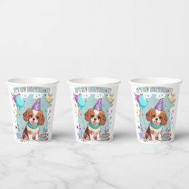 Vasos De Papel Cavalier King Charles Pastel Es mi cumpleaños