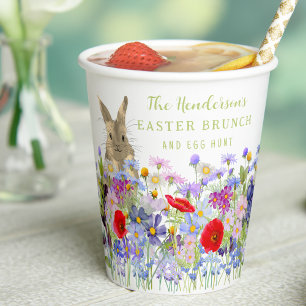 Vasos De Papel Caza de huevos personalizada de brunch de Pascua c