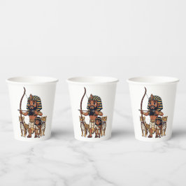 Vasos De Papel Caza del Antiguo Egipto con leopardos