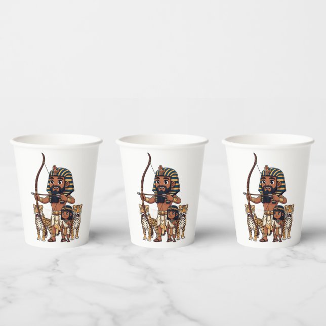 Vasos De Papel Caza del Antiguo Egipto con leopardos (Multi)
