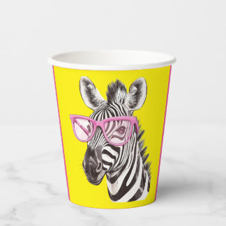 Vasos De Papel Cebra con glúteos rosados Amarillo BG