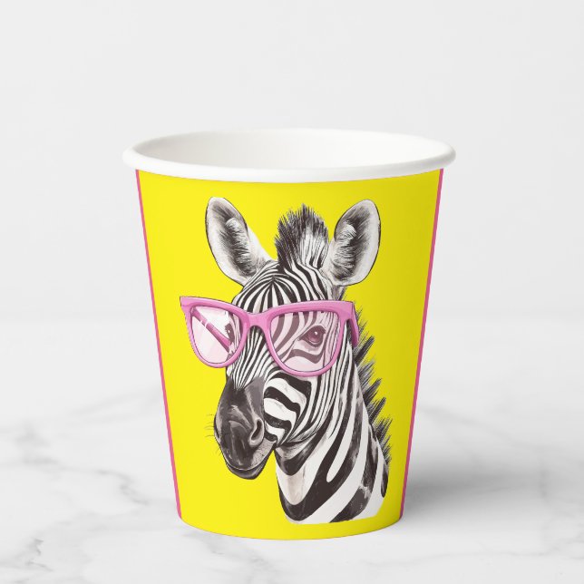 Vasos De Papel Cebra con glúteos rosados Amarillo BG (Anverso)