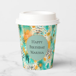 Vasos De Papel Cebra de mandarina turquesa