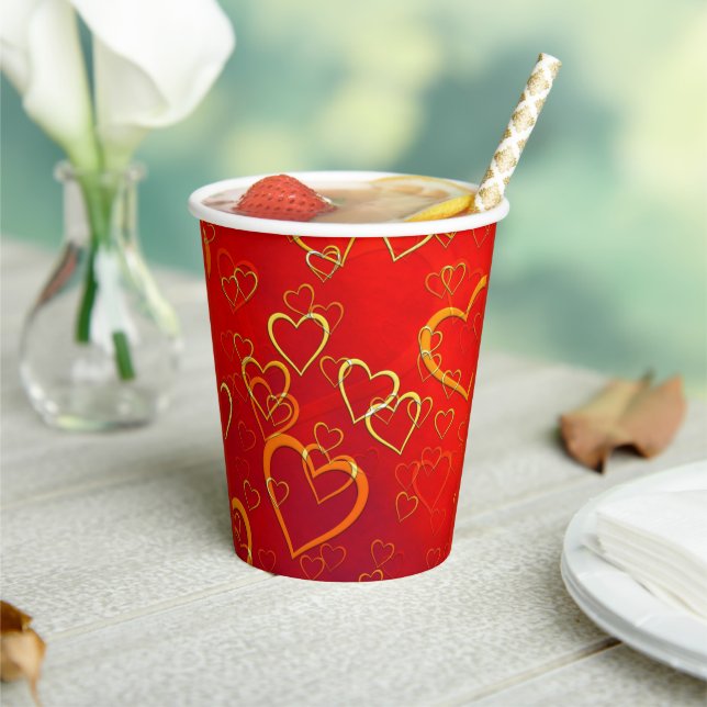 Vasos De Papel Celebra Amor Corazones Rojos (in situ)