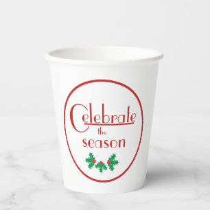 Vasos De Papel Celebra la temporada  Rojo y blanco