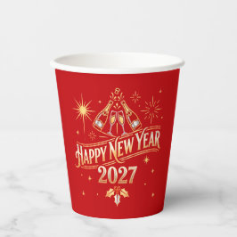 Vasos De Papel Celebración de Año Nuevo 2027 Feliz