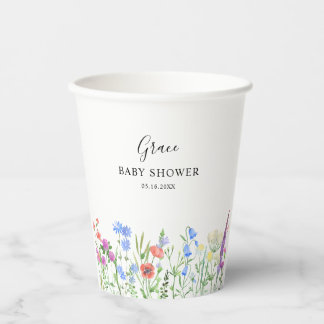 Vasos De Papel Celebración de baby shower de flores silvestres mu