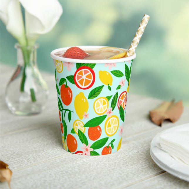 Vasos De Papel Celebración de cítricos Limones Naranjas Duchas de (in situ)