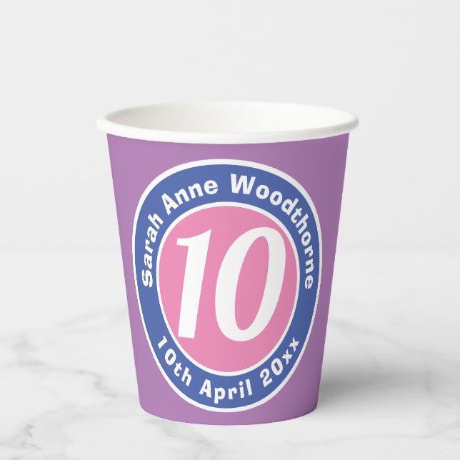 Vasos De Papel Celebración de cumpleaños infantil con edad (Anverso)