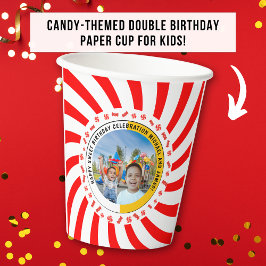 Vasos De Papel Celebración de doble cumpleaños con tema de dulces