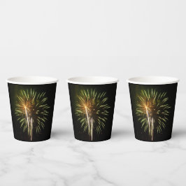 Vasos De Papel Celebración de Fiestas con Fuegos Artificiales Ver