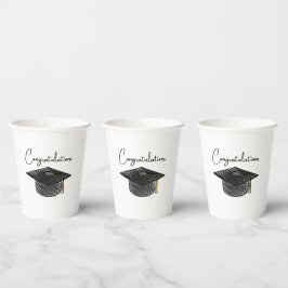 Vasos De Papel Celebración de Graduación con Felicitaciones