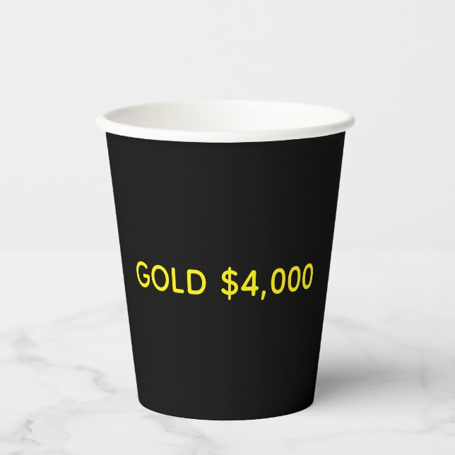 Vasos De Papel Celebración de mercado de $4,000 de oro (Anverso)