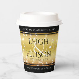 Vasos De Papel Celebración del 27º Aniversario de Boda de Música 