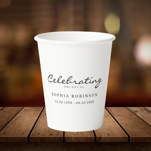 Vasos De Papel Celebración del funeral de un guión elegante (Subido por el creador)