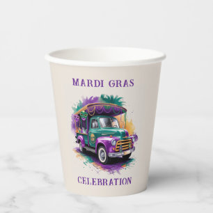 Vasos De Papel Celebración del Viejo Camión Mardi Gras
