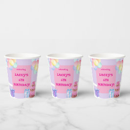 Vasos De Papel Celebración dulce: Cumpleaños púrpura y rosa