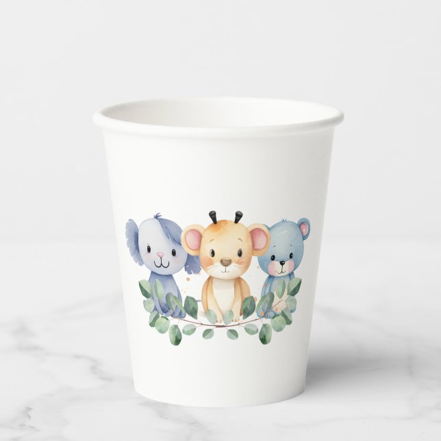 Vasos De Papel Celebraciones infantiles Animales para bebés (Anverso)
