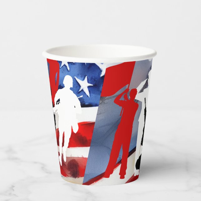 Vasos De Papel Celebrando a los veteranos (Anverso)