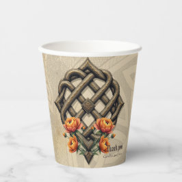 Vasos De Papel Celtic art and floral splendor in warm tones. 