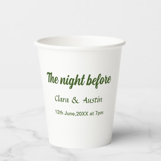 Vasos De Papel Cena de ensayo la noche anterior simple minimal m (Anverso)