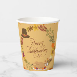 Vasos De Papel Cena del Día de Acción de Gracias Floral de otoño