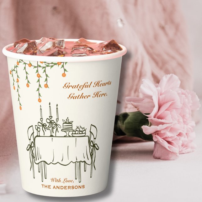 Vasos De Papel Cena elegante de Día de Acción de Gracias en Caída (Subido por el creador)