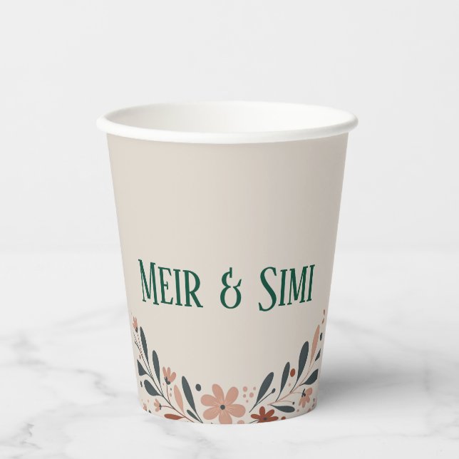 Vasos De Papel Cena floral verde fiesta taza (Anverso)