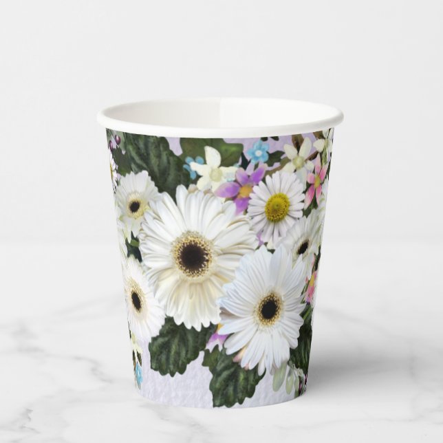 Vasos De Papel Centro de Gerbera para Boda  (Izquierda)