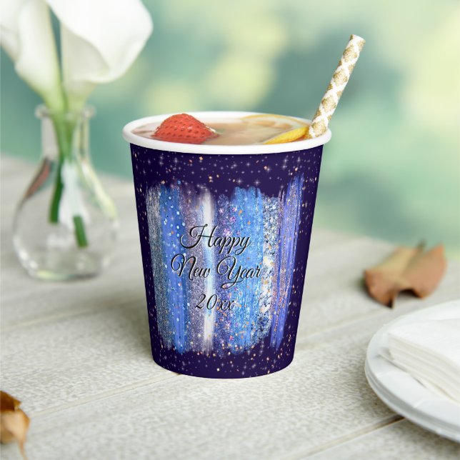 Vasos De Papel Cepillo helado azul sacude feliz año nuevo 20xx (in situ)