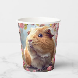 Vasos De Papel Cerdo de Guinea en medio de flores de primavera