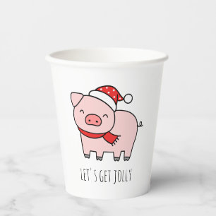 Vasos De Papel Cerdo rosa lindo vamos a conseguir Navidades Minim