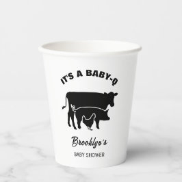 Vasos De Papel Cerdo Vaca Pollo BabyQ Barbacoa Cumpleaños Negro B
