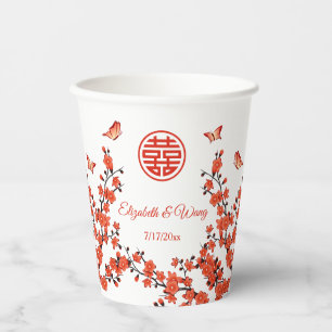 Vasos De Papel Ceremonia de té Boda china florece