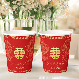 Vasos De Papel Ceremonia de té del dragón y fénix de la boda chin