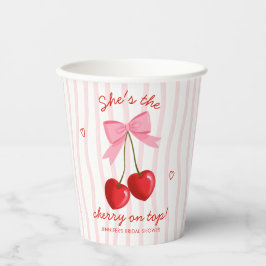 Vasos De Papel Cereza En Lo Alto Despedida de Soltera Lazo Rosa R