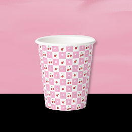 Vasos De Papel Cereza, Florcita, Copa de papel rosa blanco