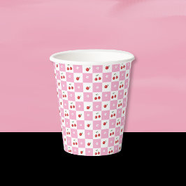 Vasos De Papel Cereza, Florcita, Copa de papel rosa blanco